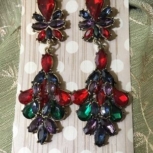 Holiday Festive “Gemstone” Dangle Earrings